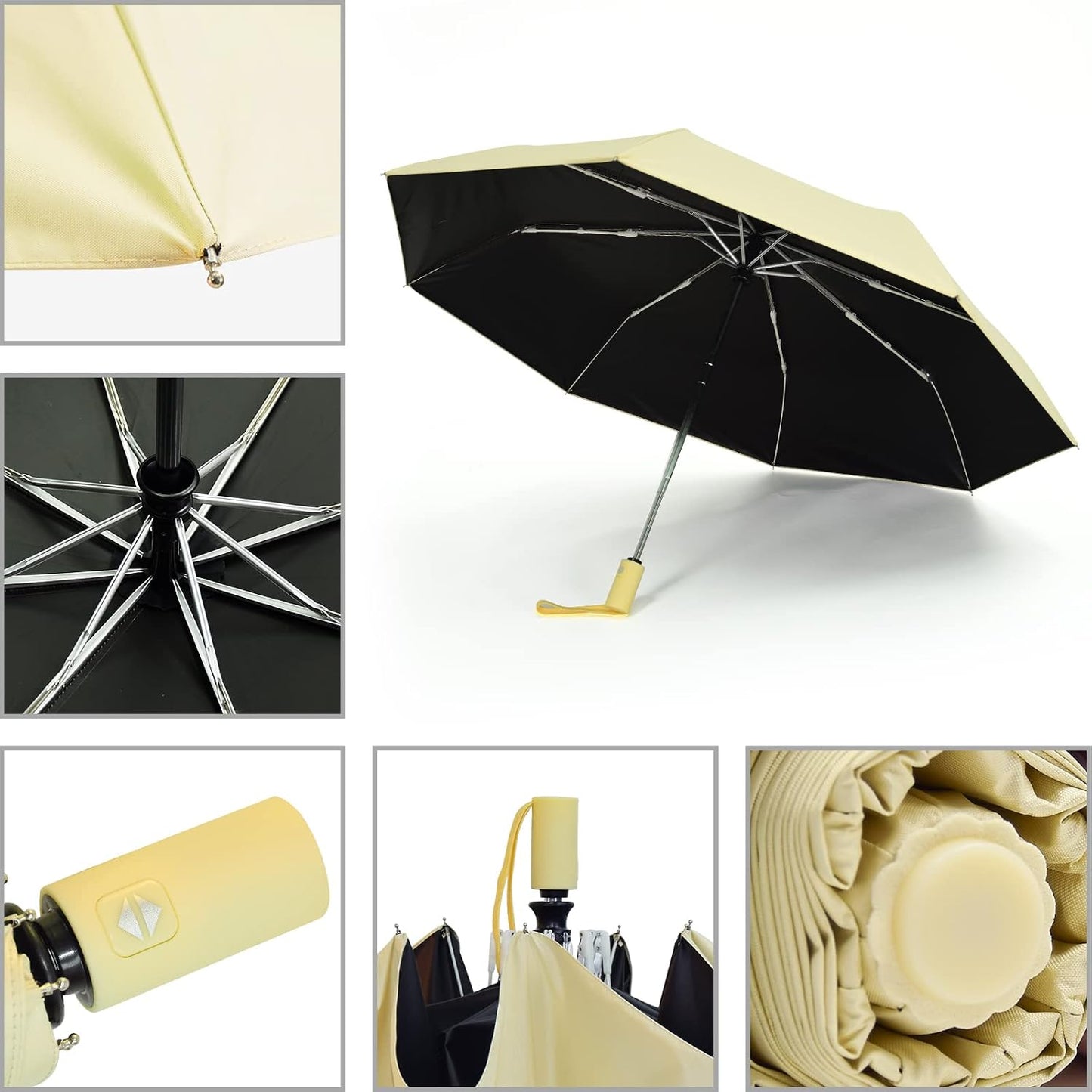 Umbrella Automatic Travel Waterproof Light Folding Umbrellas Easy Carry for Women and Men