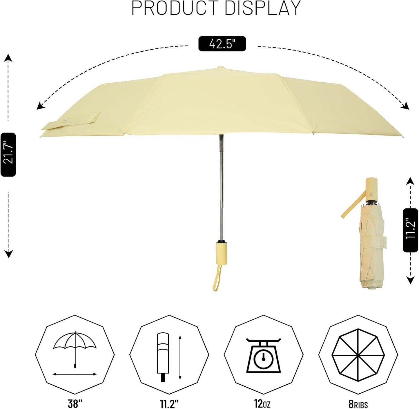 Umbrella Automatic Travel Waterproof Light Folding Umbrellas Easy Carry for Women and Men