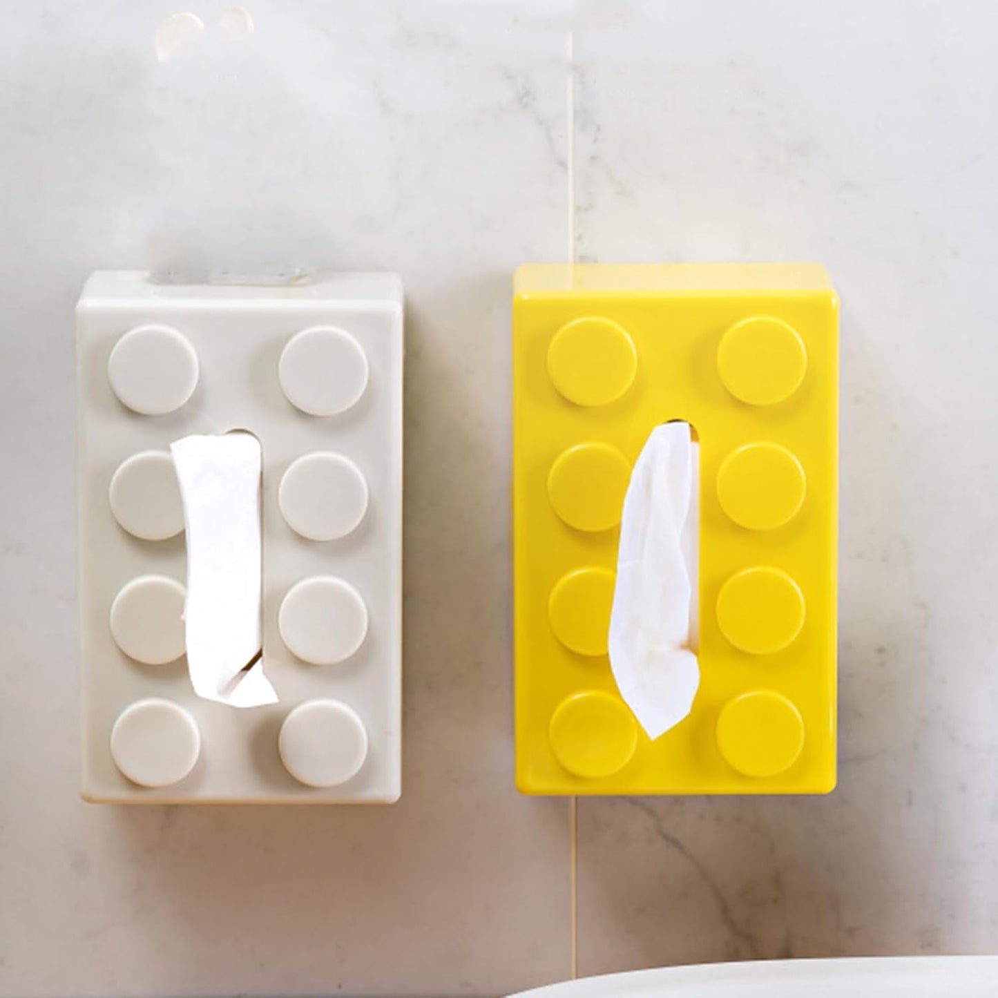 Stylish Tissue Holder Box for Facial Tissue, Spring Loaded Mechanism Multi Functional Design for Desktop or Wall Mounting (Yellow)