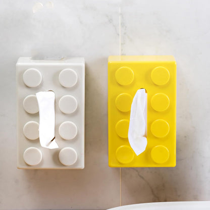 Stylish Tissue Holder Box for Facial Tissue, Spring Loaded Mechanism Multi Functional Design for Desktop or Wall Mounting (Yellow)