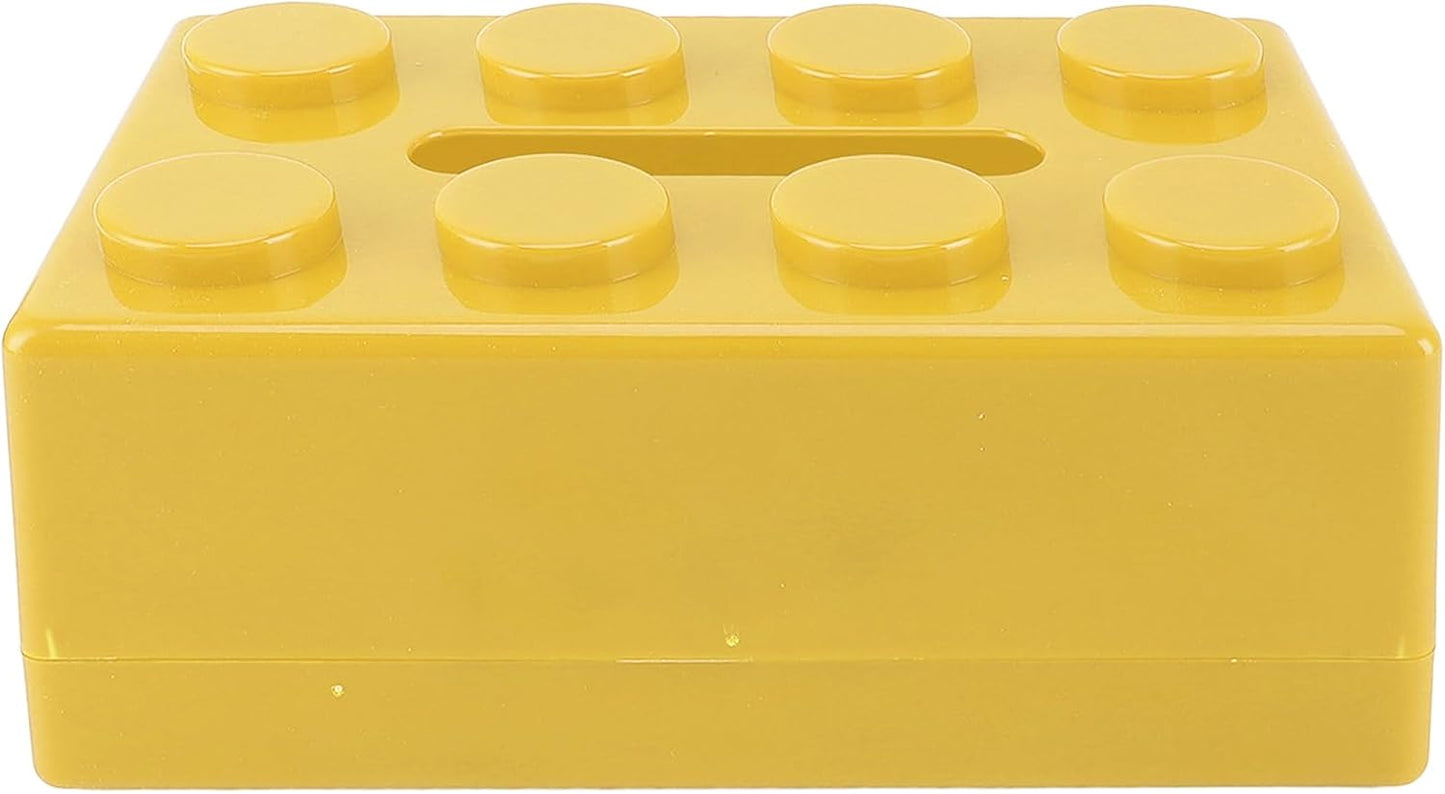 Stylish Tissue Holder Box for Facial Tissue, Spring Loaded Mechanism Multi Functional Design for Desktop or Wall Mounting (Yellow)