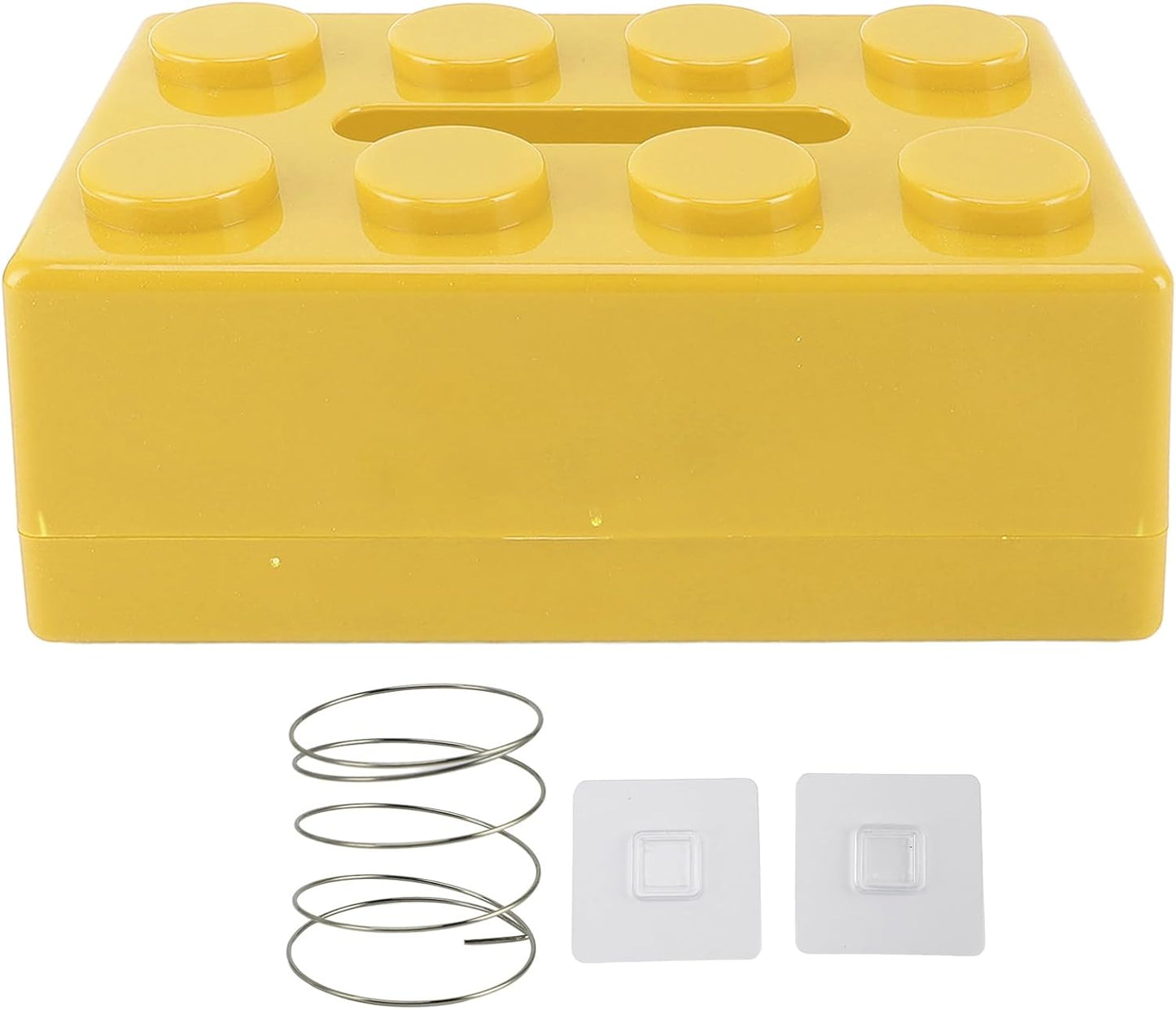 Stylish Tissue Holder Box for Facial Tissue, Spring Loaded Mechanism Multi Functional Design for Desktop or Wall Mounting (Yellow)