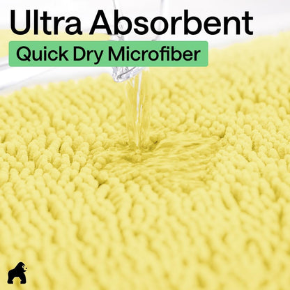 Bath Rug Mat, Thick Soft Absorbent Chenille, Quick Dry Microfiber Mats, Rubber Backing Washable Shower Floor Rugs, US Designed Bathroom Bathmat Home Decor Accessories, 24x17 Yellow