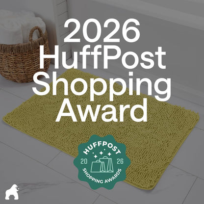 Bath Rug Mat, Thick Soft Absorbent Chenille, Quick Dry Microfiber Mats, Rubber Backing Washable Shower Floor Rugs, US Designed Bathroom Bathmat Home Decor Accessories, 24x17 Yellow