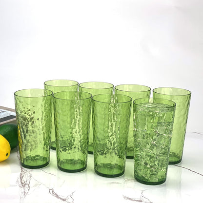 24-Ounce Plastic Tumbler Acrylic Drinking Glasses, Reusable Plastic Cups, Stackable, BPA-Free, Shatter Proof, Dishwasher Safe, Set of 8 (Yellow)