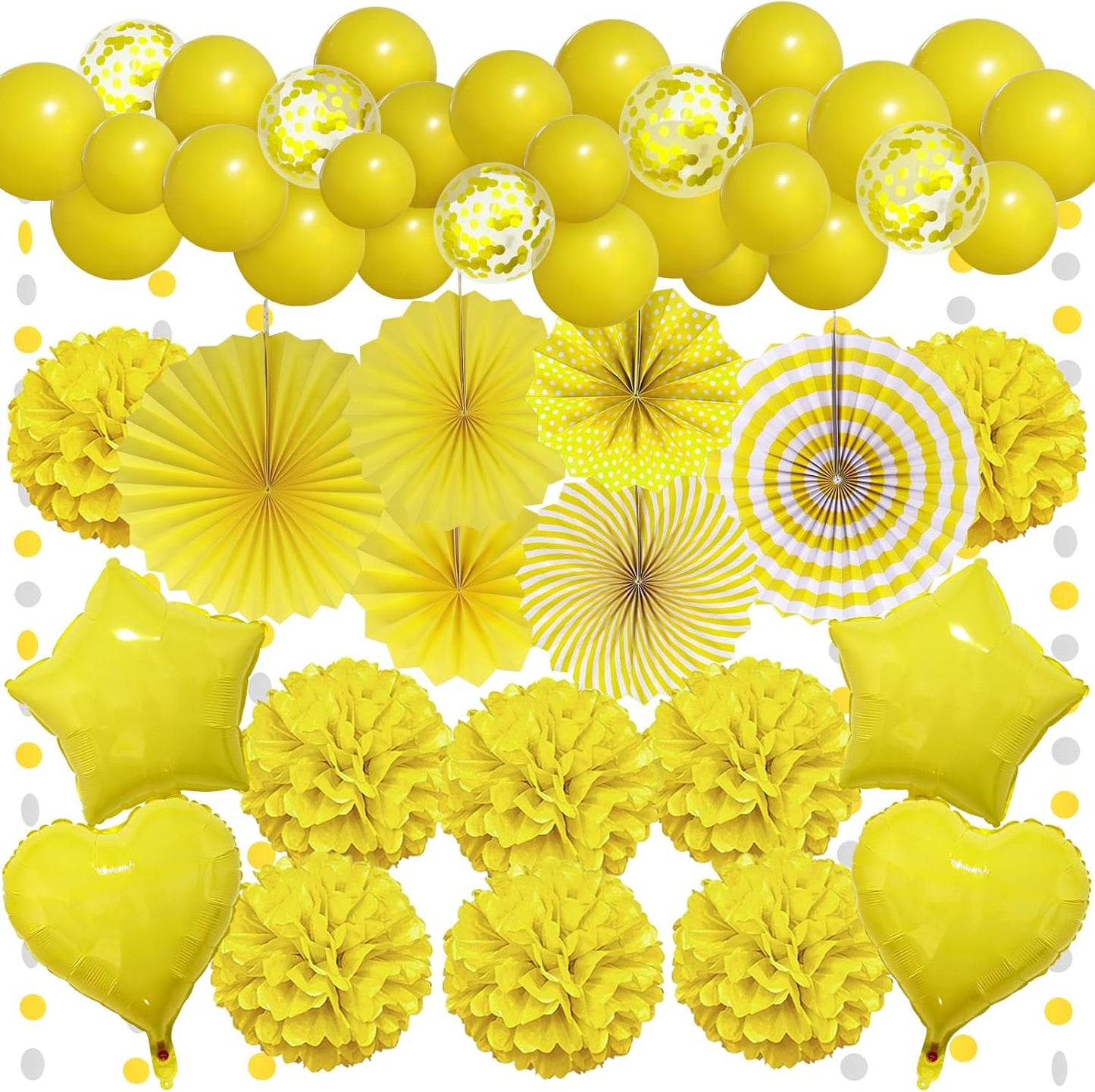 Yellow Party Decorations - Paper Pompom Balloon Garland Supplies for Women Girl Lemon Daisy Birthday Wedding Bridal Baby Shower