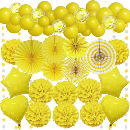 Yellow Party Decorations - Paper Pompom Balloon Garland Supplies for Women Girl Lemon Daisy Birthday Wedding Bridal Baby Shower