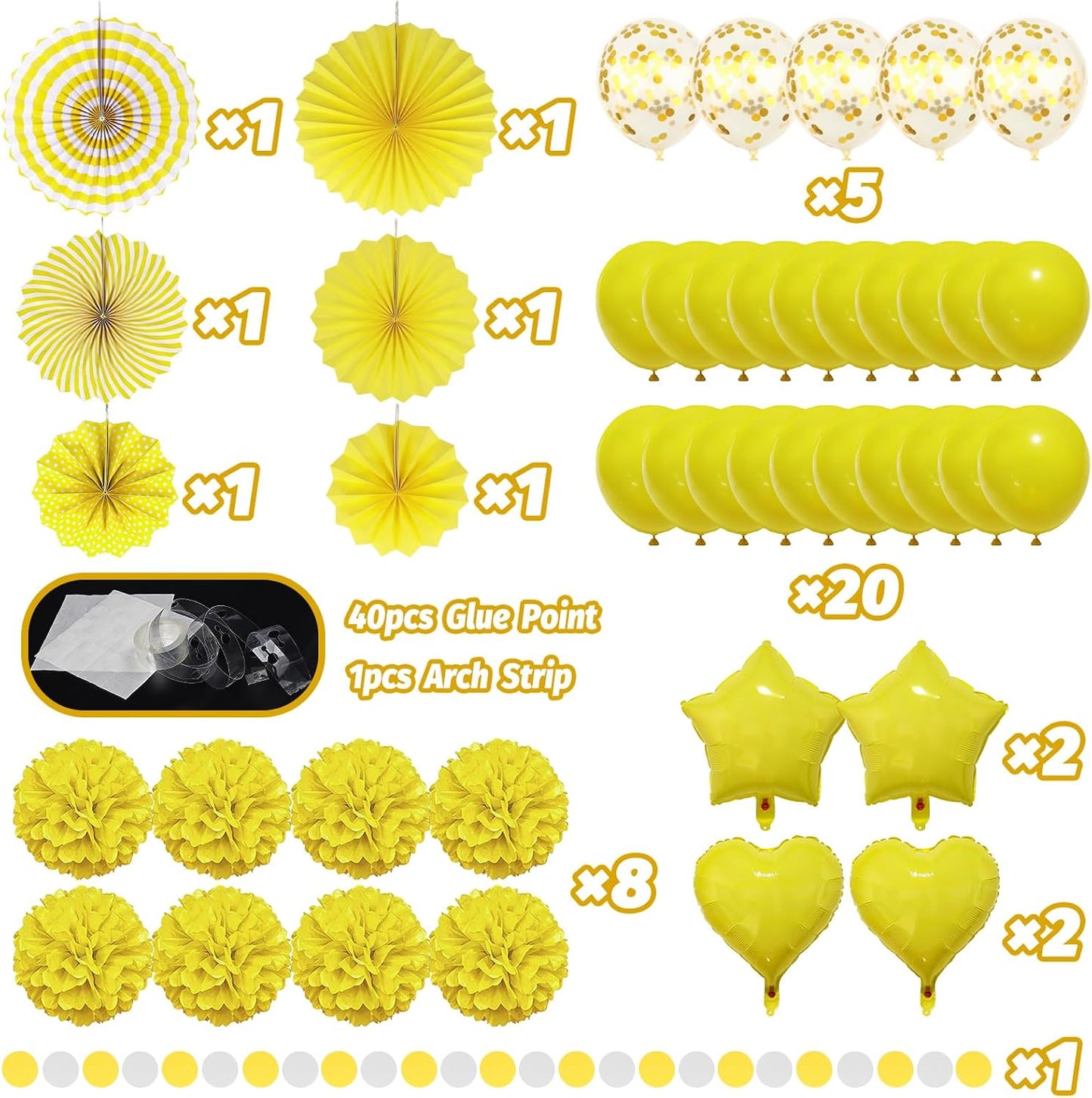 Yellow Party Decorations - Paper Pompom Balloon Garland Supplies for Women Girl Lemon Daisy Birthday Wedding Bridal Baby Shower