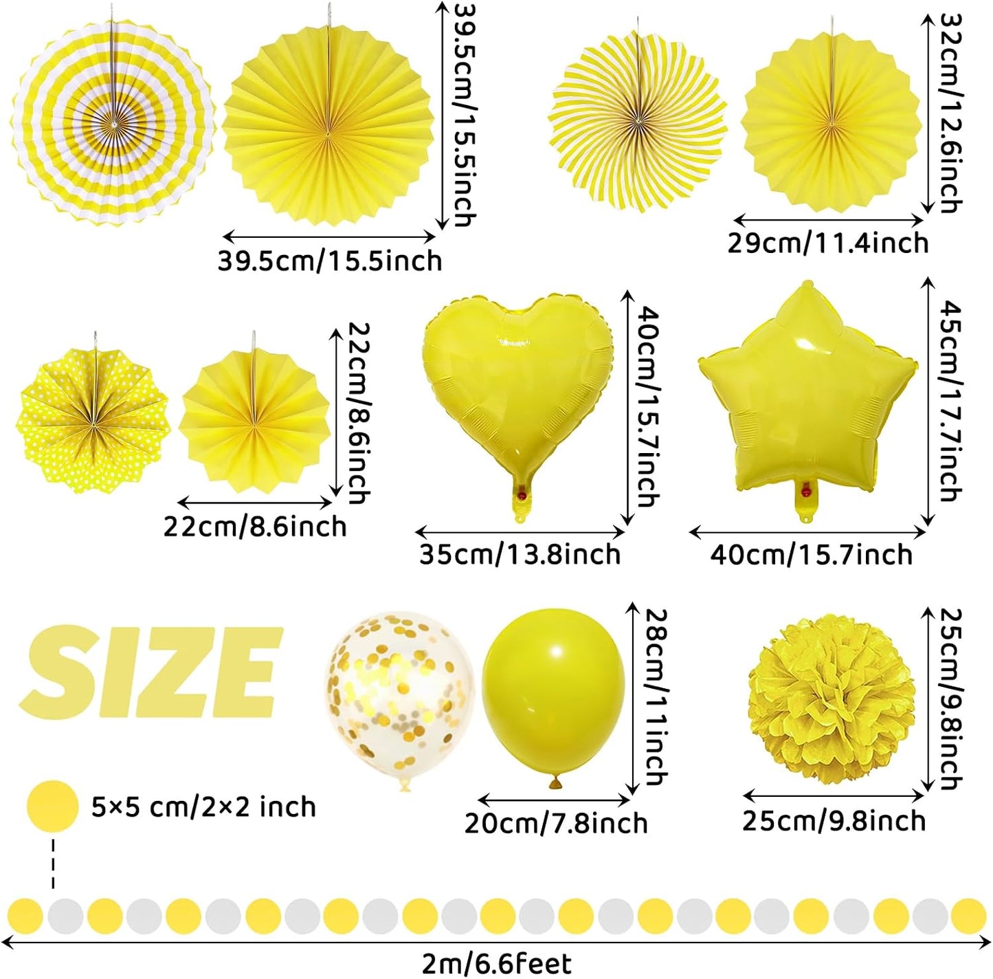 Yellow Party Decorations - Paper Pompom Balloon Garland Supplies for Women Girl Lemon Daisy Birthday Wedding Bridal Baby Shower