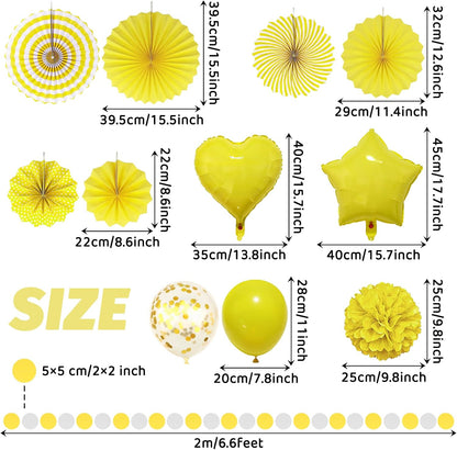 Yellow Party Decorations - Paper Pompom Balloon Garland Supplies for Women Girl Lemon Daisy Birthday Wedding Bridal Baby Shower