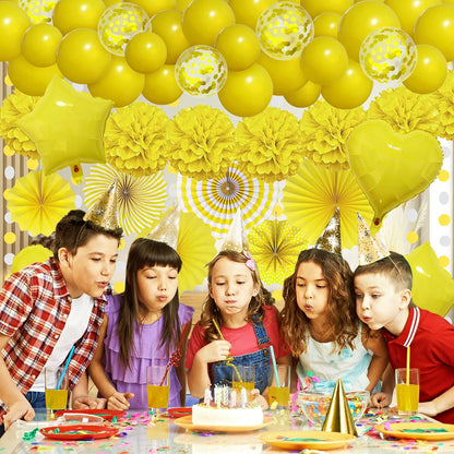 Yellow Party Decorations - Paper Pompom Balloon Garland Supplies for Women Girl Lemon Daisy Birthday Wedding Bridal Baby Shower