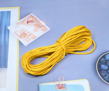 11yard Nylon Twisted Satin Cord Trim Craft Rope for Making,3mm Thread Bag String Solid Window Ties Bow for Sewing DIY,Clothing,Knotting,Jewelry,Bracelets, Beading, Necklaces, Braiding (Yellow)