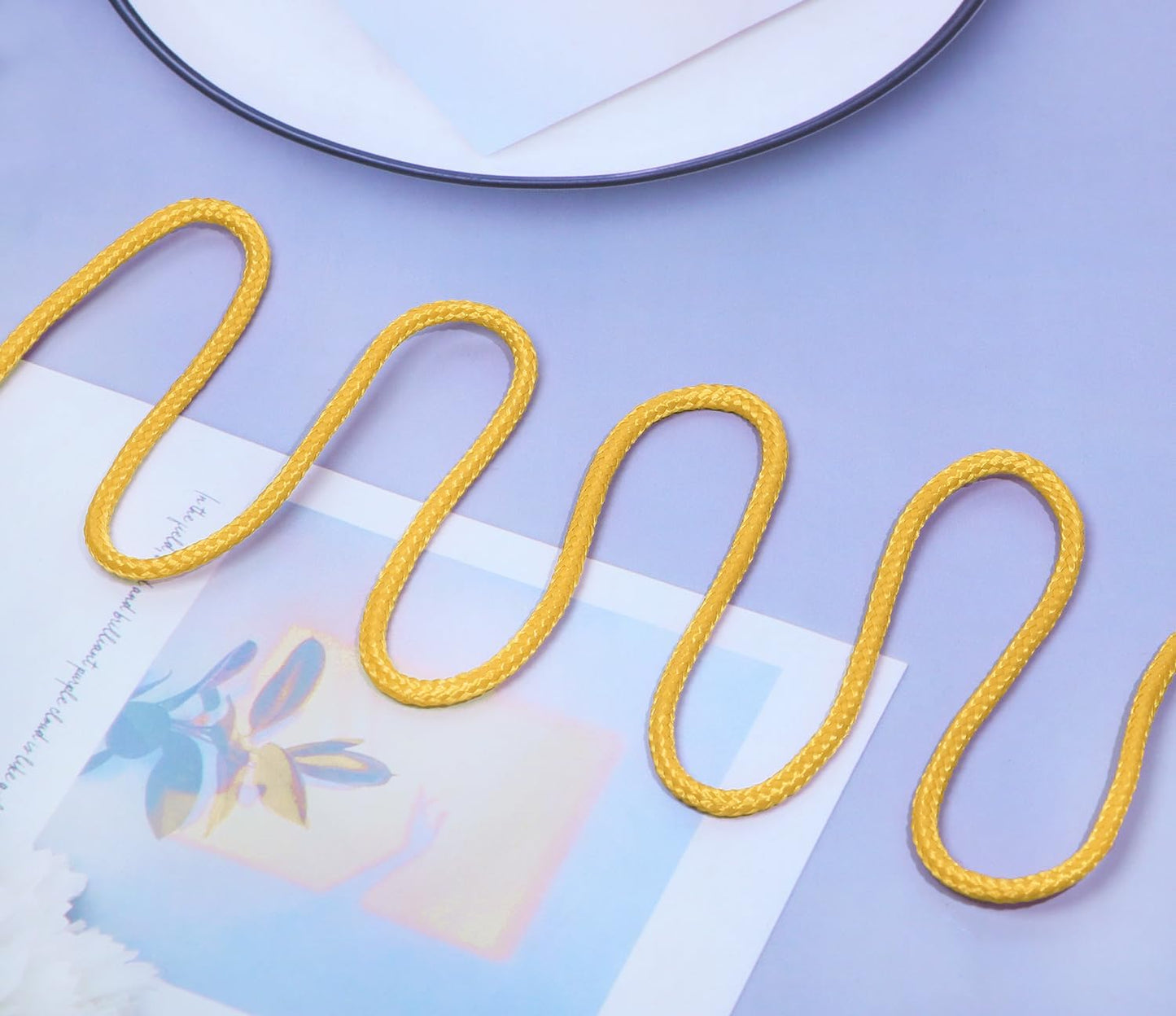 11yard Nylon Twisted Satin Cord Trim Craft Rope for Making,3mm Thread Bag String Solid Window Ties Bow for Sewing DIY,Clothing,Knotting,Jewelry,Bracelets, Beading, Necklaces, Braiding (Yellow)