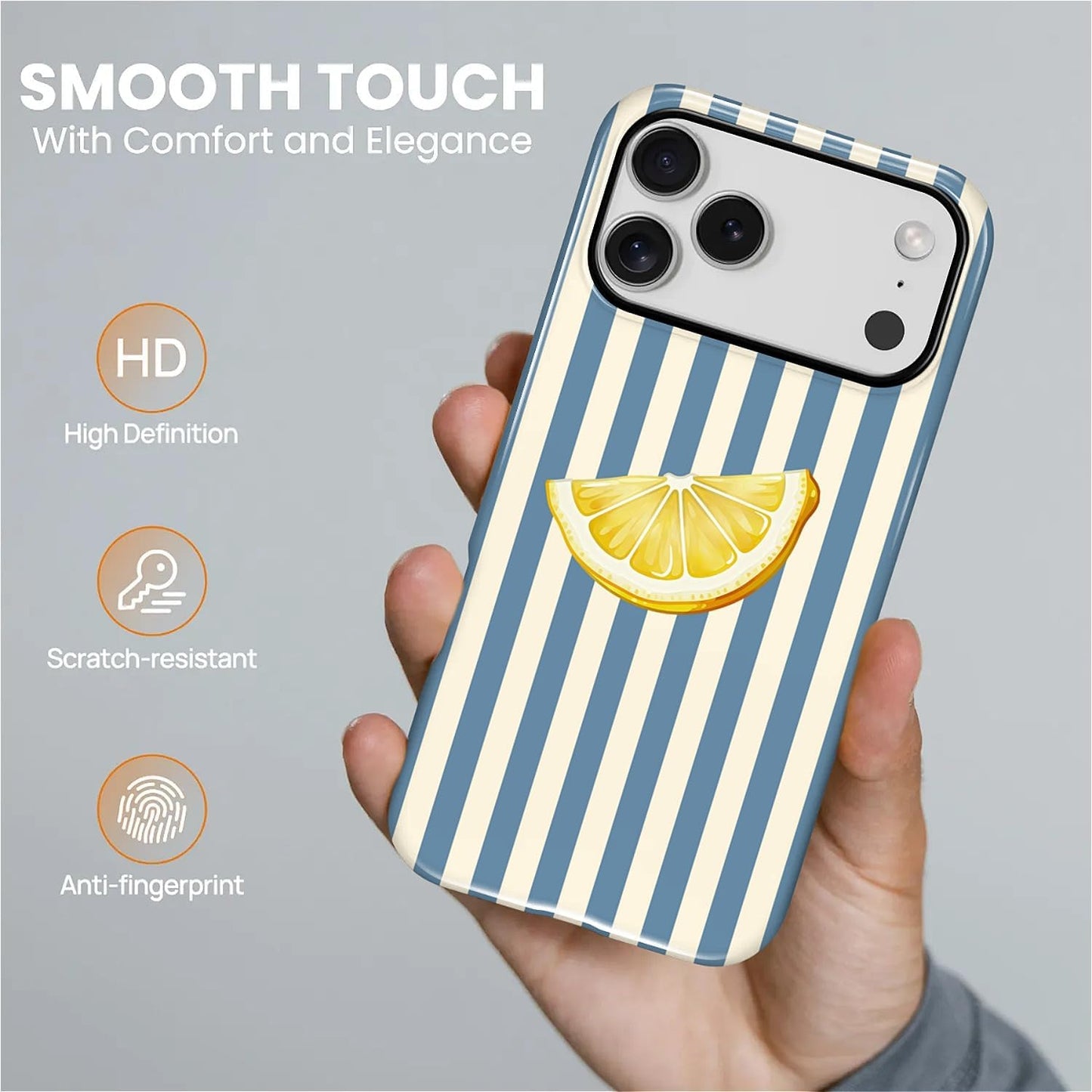 for iPhone 17 Pro Max Case,Compatible with MagSafe,Dual-Layer Hard Shell + Silicone Cover,Full Body Protection Shockproof Case for iPhone 17 Pro Max-Retro Striped Cute Summer Lemon