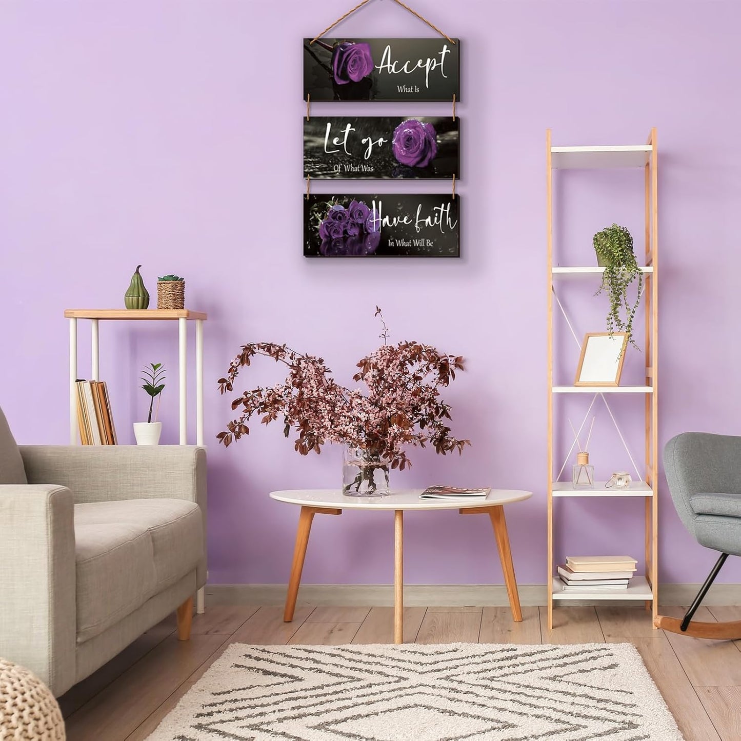 3 Pcs Yellow Wall Decor Inspirational Yellow Rose Bathroom Wooden Wall Art Office Wall Decor With Accept Let Go Have Faith Quotes For Girl Women Bathroom Bedroom(yellow 12 X 4 Inch)
