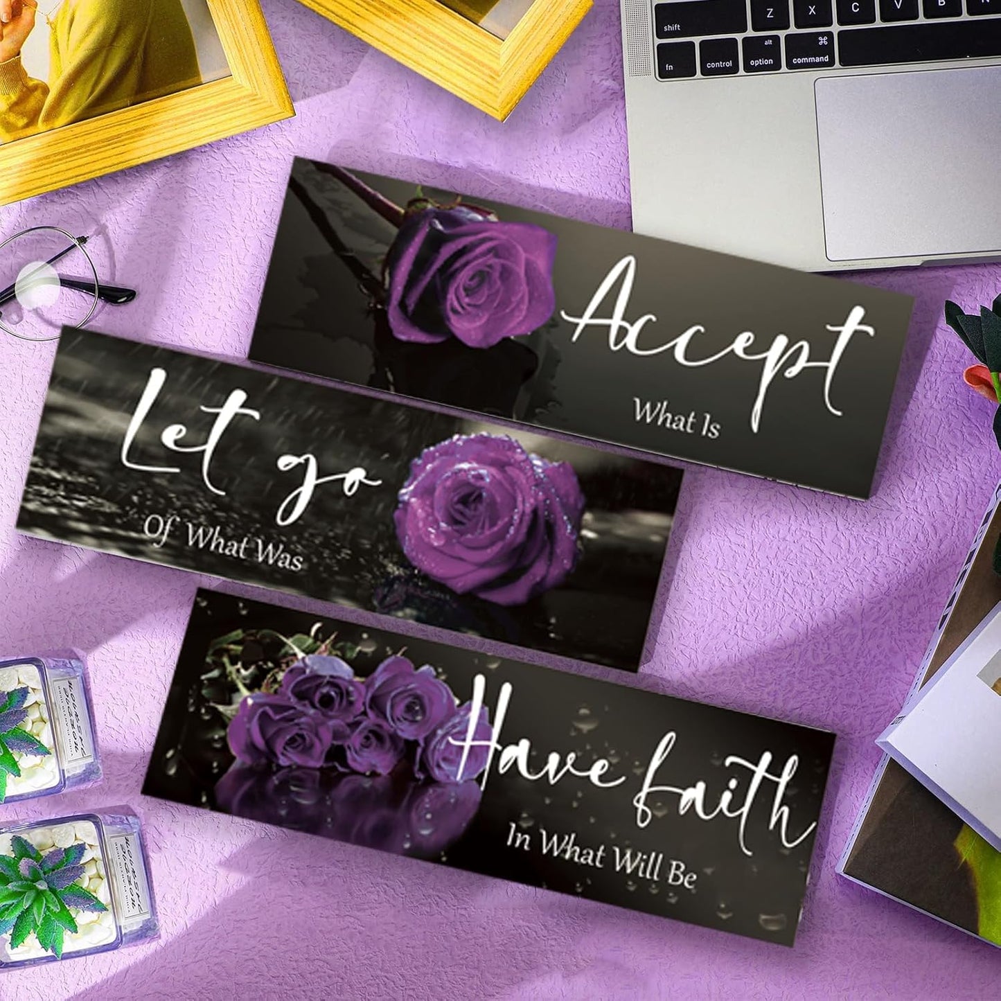 3 Pcs Yellow Wall Decor Inspirational Yellow Rose Bathroom Wooden Wall Art Office Wall Decor With Accept Let Go Have Faith Quotes For Girl Women Bathroom Bedroom(yellow 12 X 4 Inch)