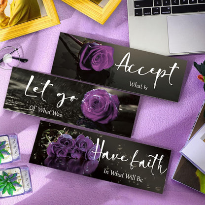 3 Pcs Yellow Wall Decor Inspirational Yellow Rose Bathroom Wooden Wall Art Office Wall Decor With Accept Let Go Have Faith Quotes For Girl Women Bathroom Bedroom(yellow 12 X 4 Inch)