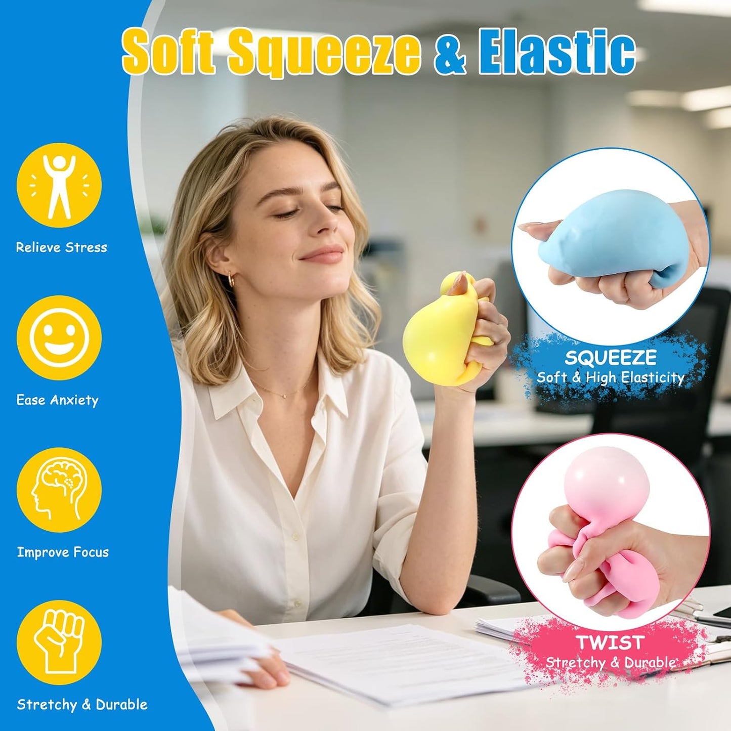 Big Cheese Squishy, Cube Squishies, Large Cheese Block Squeeze Toys, Stress Ball Fidget Sensory Squeezy Toys for Adults Stress Relief (Yellow, 3.4 in)