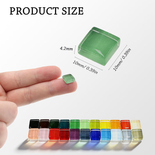 500pcs Glass Mosaic Tiles, 10mm Colorful Square Mosaic Glass Pieces, Transparent Mosaic Tiles Supplies for Picture DIY Home Decoration, Art Crafts