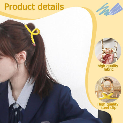 Pencil Hair Clips for Women Back to School Yellow Pencil Hair Claw Clips Spring Teacher Barrettes Accessories for Styling