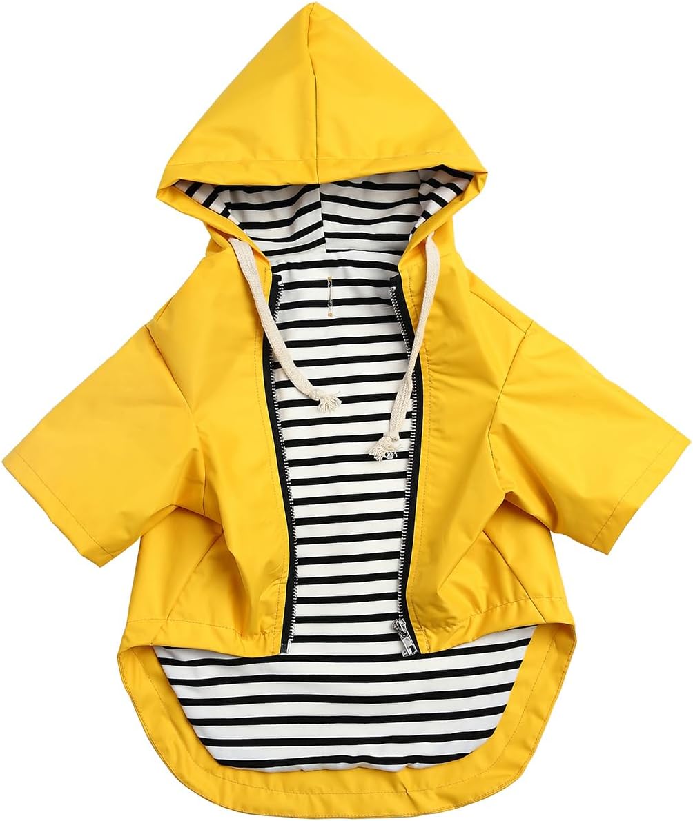 Dog Raincoat rain Jacket Raincoat Dogs Waterproof Small Medium Breeds Zip Closure Storage Pocket Harness Hole Yellow L