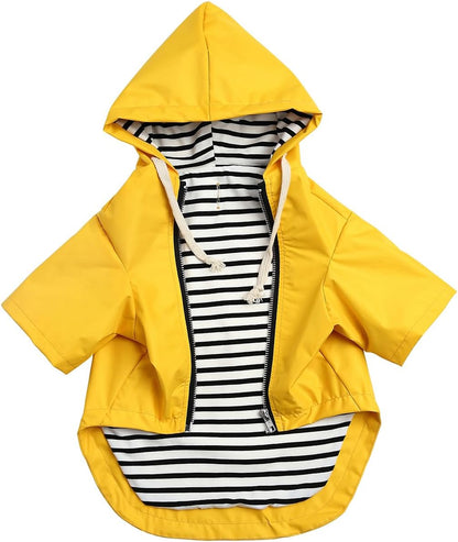 Dog Raincoat rain Jacket Raincoat Dogs Waterproof Small Medium Breeds Zip Closure Storage Pocket Harness Hole Yellow L