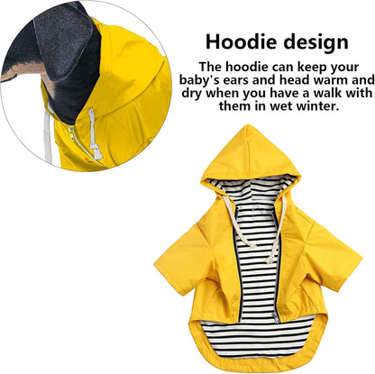 Dog Raincoat rain Jacket Raincoat Dogs Waterproof Small Medium Breeds Zip Closure Storage Pocket Harness Hole Yellow L