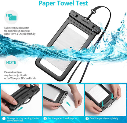 6 Pack 8.5" Waterproof Cell Phone Pouch - Underwater Dry Bag Case Lanyard - Water Proof Clear Holder Protector for iPhone 17 16 15 Pro Max Plus Samsung Galaxy S25 S24 Ultra Note for Beach Swimming