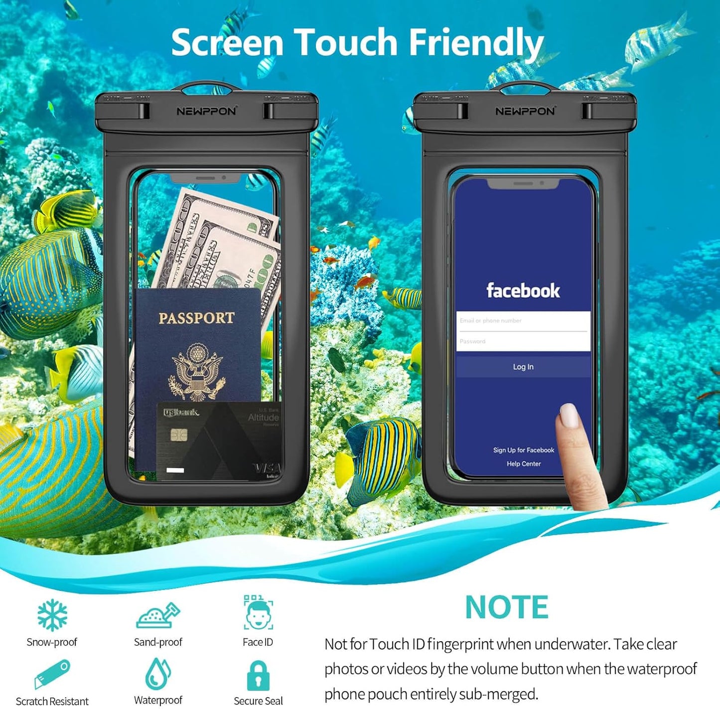 6 Pack 8.5" Waterproof Cell Phone Pouch - Underwater Dry Bag Case Lanyard - Water Proof Clear Holder Protector for iPhone 17 16 15 Pro Max Plus Samsung Galaxy S25 S24 Ultra Note for Beach Swimming