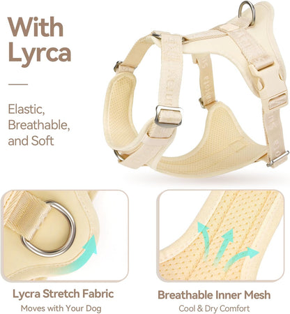 Dog Harness, Soft Lycra Puppy Vest for Small Sized Dogs | Light Yellow S, Breathable Flexible Padded Pet Harness, Back D-ring, Quick-release Buckles,No Choke Adjustable Easy Control