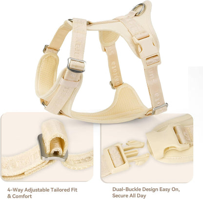 Dog Harness, Soft Lycra Puppy Vest for Small Sized Dogs | Light Yellow S, Breathable Flexible Padded Pet Harness, Back D-ring, Quick-release Buckles,No Choke Adjustable Easy Control