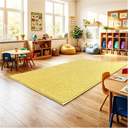 KOECKRITZ Soft & Colorful 8' x 10' Kids Classroom Area Rug – Cozy Playroom Carpet for Nursery, Daycare & Preschool, Flammability Pill Test Passed (Lemon)