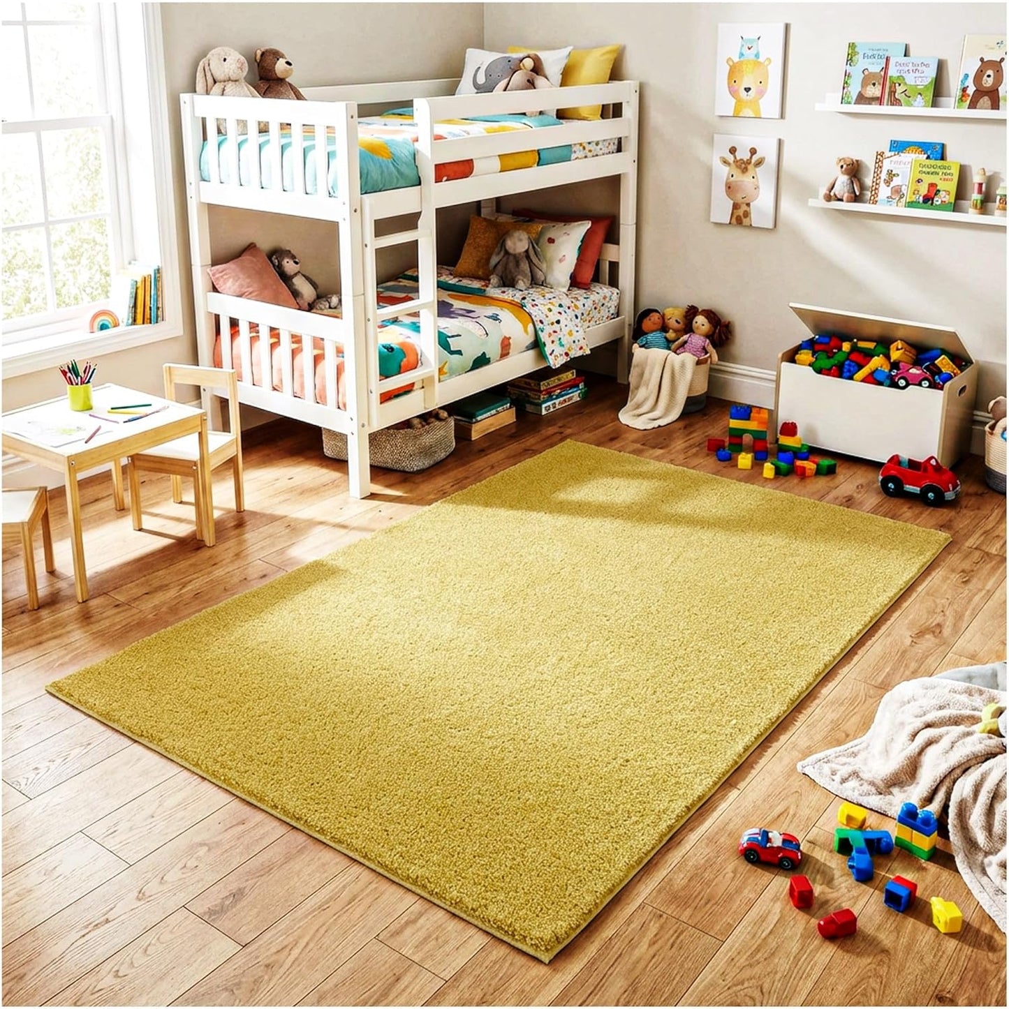 KOECKRITZ Soft & Colorful 8' x 10' Kids Classroom Area Rug – Cozy Playroom Carpet for Nursery, Daycare & Preschool, Flammability Pill Test Passed (Lemon)