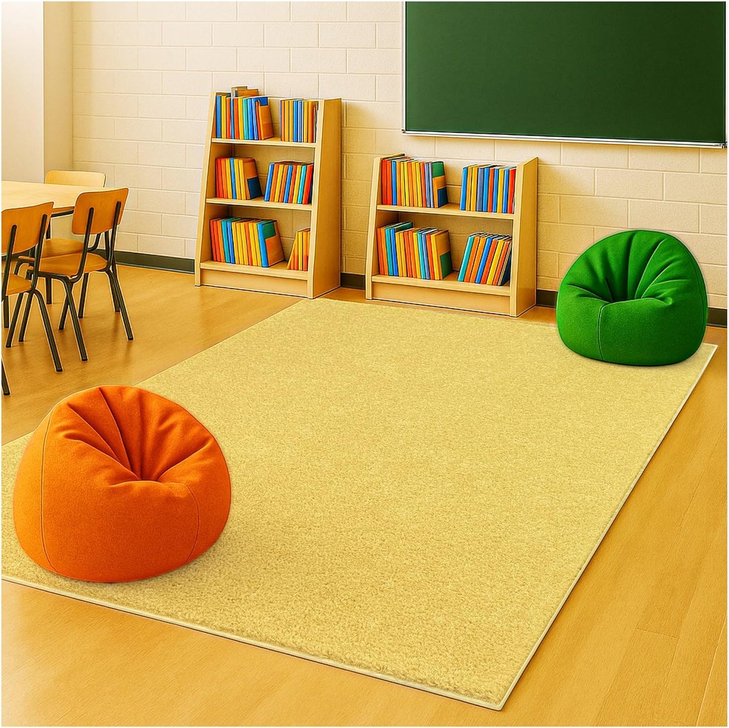 KOECKRITZ Soft & Colorful 8' x 10' Kids Classroom Area Rug – Cozy Playroom Carpet for Nursery, Daycare & Preschool, Flammability Pill Test Passed (Lemon)