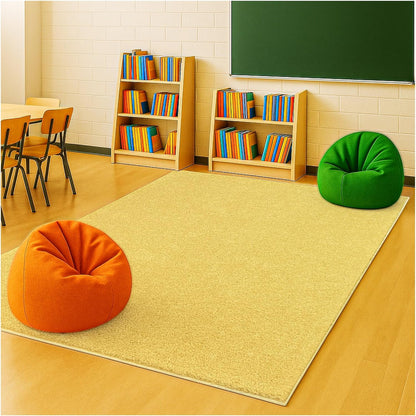 KOECKRITZ Soft & Colorful 8' x 10' Kids Classroom Area Rug – Cozy Playroom Carpet for Nursery, Daycare & Preschool, Flammability Pill Test Passed (Lemon)