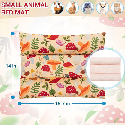 Reversible Bunny Bed, Washable Cooling Rabbit Mat Cage Accessories | Soft Thickened Small Animal Bedding Pillow for Guinea Pig, Chinchilla, Hedgehog, Ferret, Kitten, Chihuahua (14x15.7in)