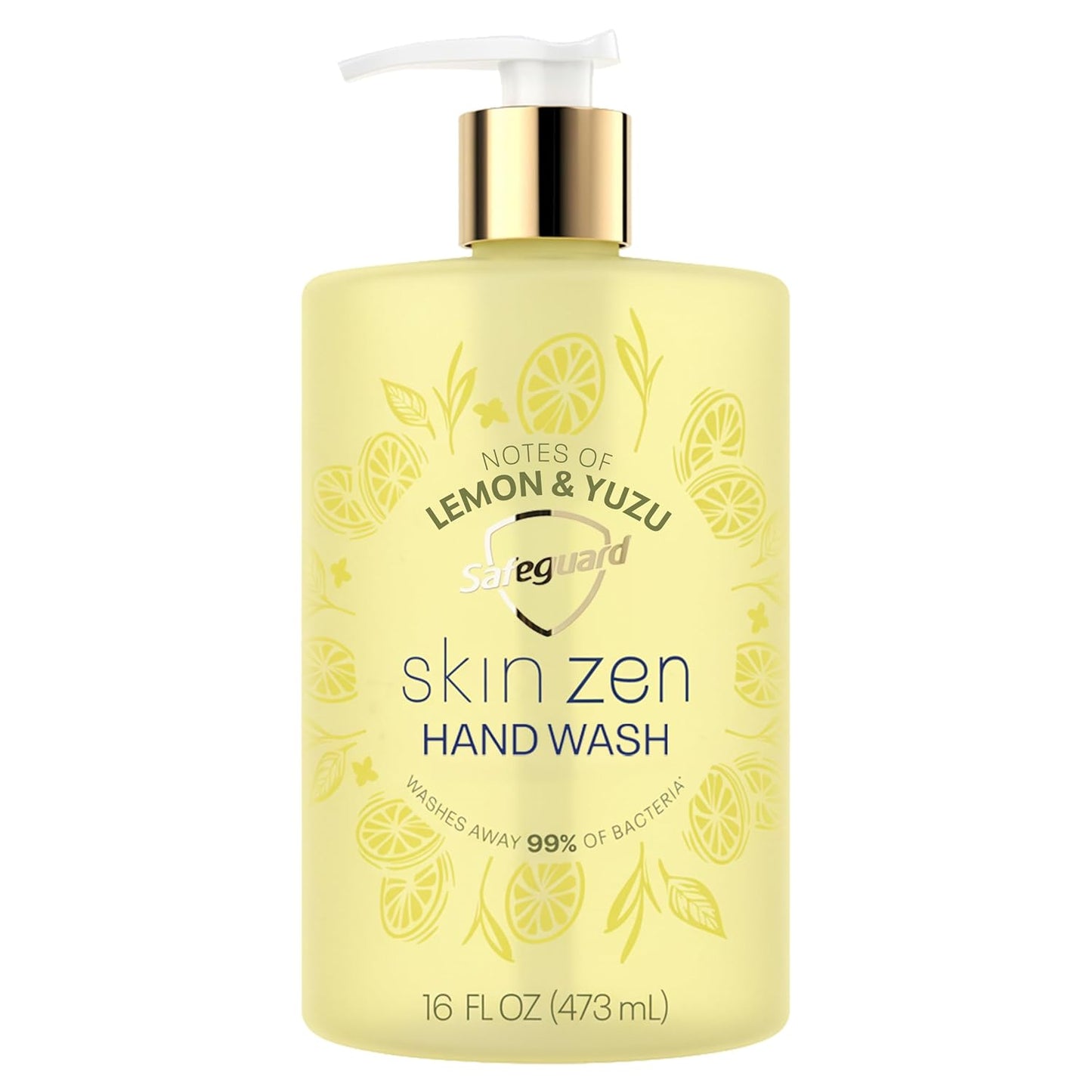 Liquid Hand Soap, Skin Zen, Washes Away 99% Bacteria, Made with Natural Moisturizers & 2X Skin Conditioners, Safeguarding Families, PH Balanced Formula, Lemon & Yuzu Scent, 16 oz