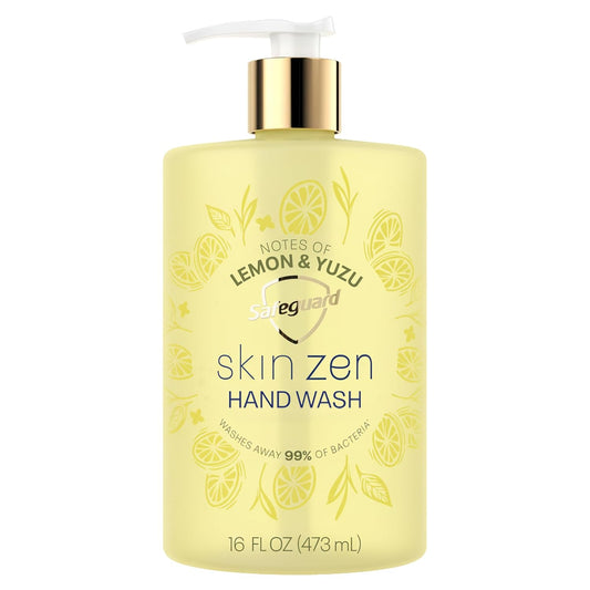 Liquid Hand Soap, Skin Zen, Washes Away 99% Bacteria, Made with Natural Moisturizers & 2X Skin Conditioners, Safeguarding Families, PH Balanced Formula, Lemon & Yuzu Scent, 16 oz