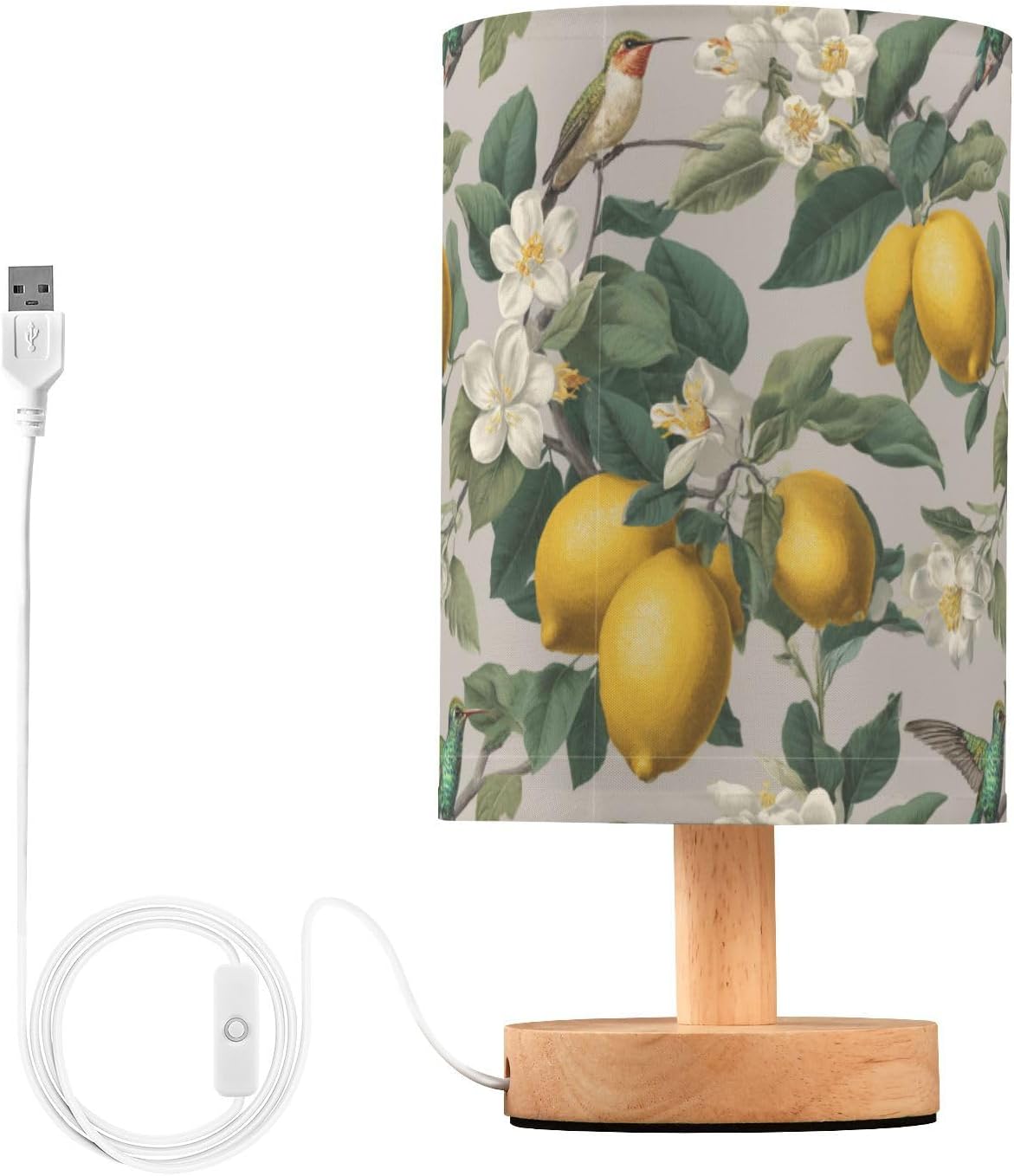 Bedside Table Lamp Lemon Yellow Citrus Fruits (56) Kids Nightstand Lamp Night Light Fabric Shade for Bedroom Living Room Home Office