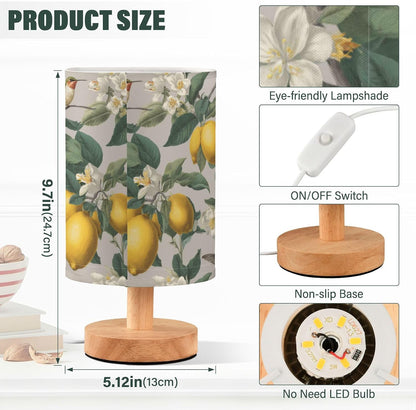 Bedside Table Lamp Lemon Yellow Citrus Fruits (56) Kids Nightstand Lamp Night Light Fabric Shade for Bedroom Living Room Home Office