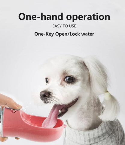Dog Water Bottle, Leak Proof Portable Puppy Water Dispenser with Drinking Feeder for Pets Outdoor Walking, Hiking, Travel, Food Grade Plastic (12oz Pink)