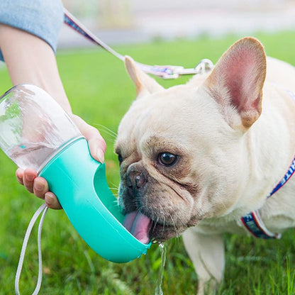 Dog Water Bottle, Leak Proof Portable Puppy Water Dispenser with Drinking Feeder for Pets Outdoor Walking, Hiking, Travel, Food Grade Plastic (12oz Pink)