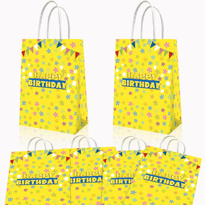 20Pcs Yellow Blue Ocean Birthday Decorations, Cartoon Yellow Birthday Party Gift Bags for Boys and Girls Party Theme Supplies