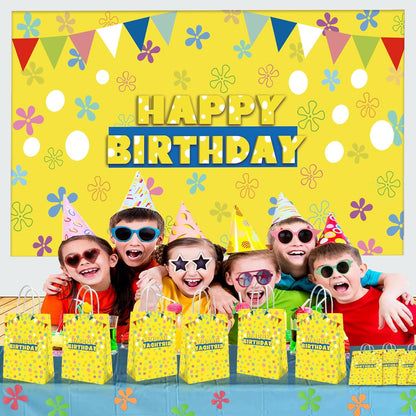 20Pcs Yellow Blue Ocean Birthday Decorations, Cartoon Yellow Birthday Party Gift Bags for Boys and Girls Party Theme Supplies
