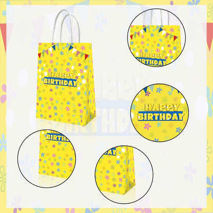 20Pcs Yellow Blue Ocean Birthday Decorations, Cartoon Yellow Birthday Party Gift Bags for Boys and Girls Party Theme Supplies