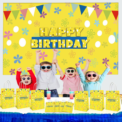 20Pcs Yellow Blue Ocean Birthday Decorations, Cartoon Yellow Birthday Party Gift Bags for Boys and Girls Party Theme Supplies
