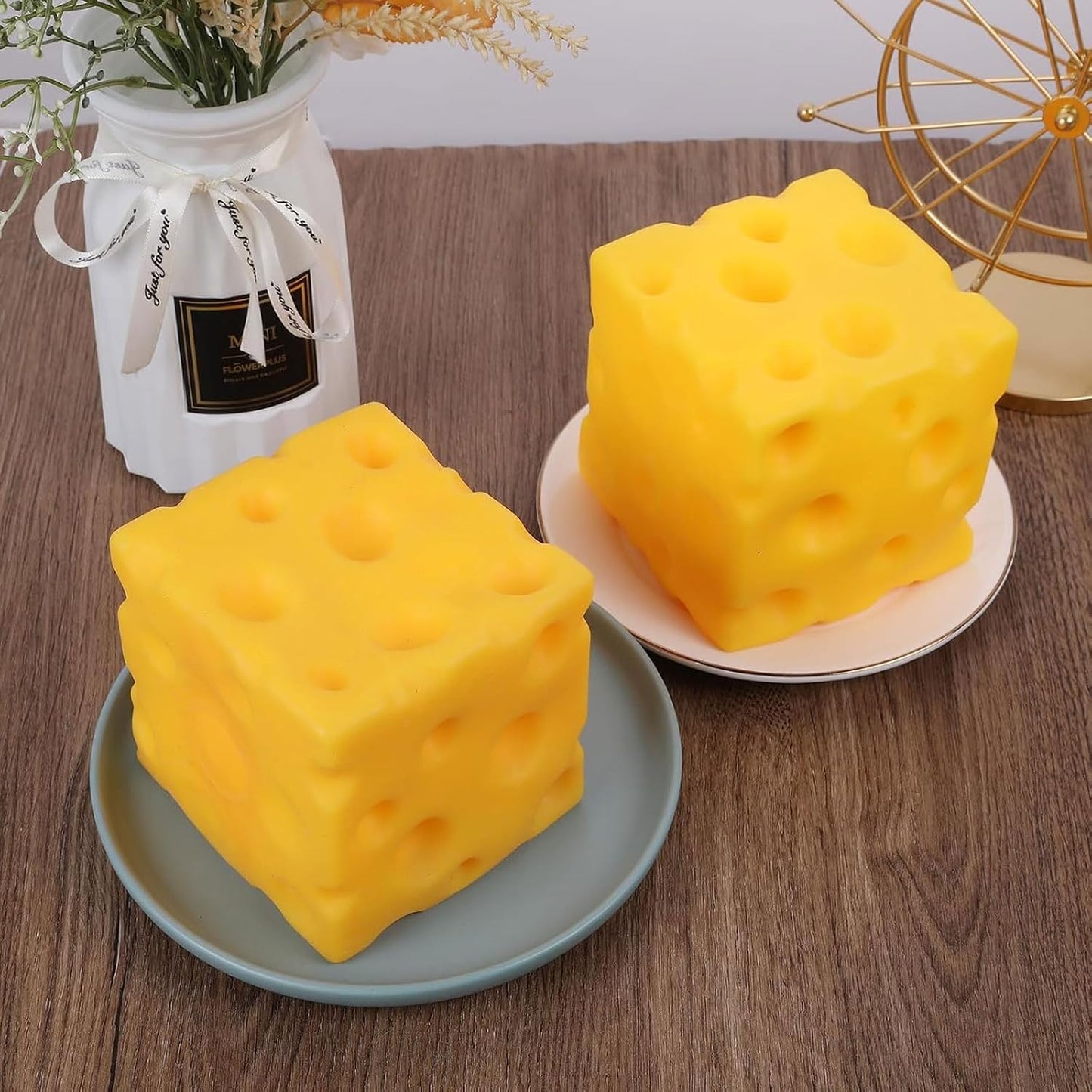 Cheese Squishy Toys, Slow Rising Stress Relief Gifts for Adults, 2.36Inch | Soft Mini Cheese Squishy Help Calm Anxiety. Easy to Clean, Portable, Safe TPR Material. Ideal for Office Home Travel, Yellow