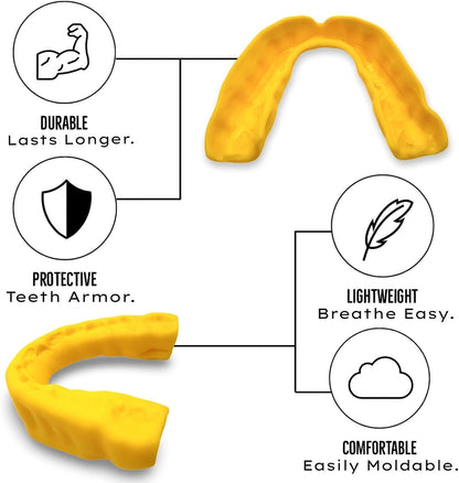 Adult Mouthguard Yellow 1-Pack, Boil & Bite for Contact Sports