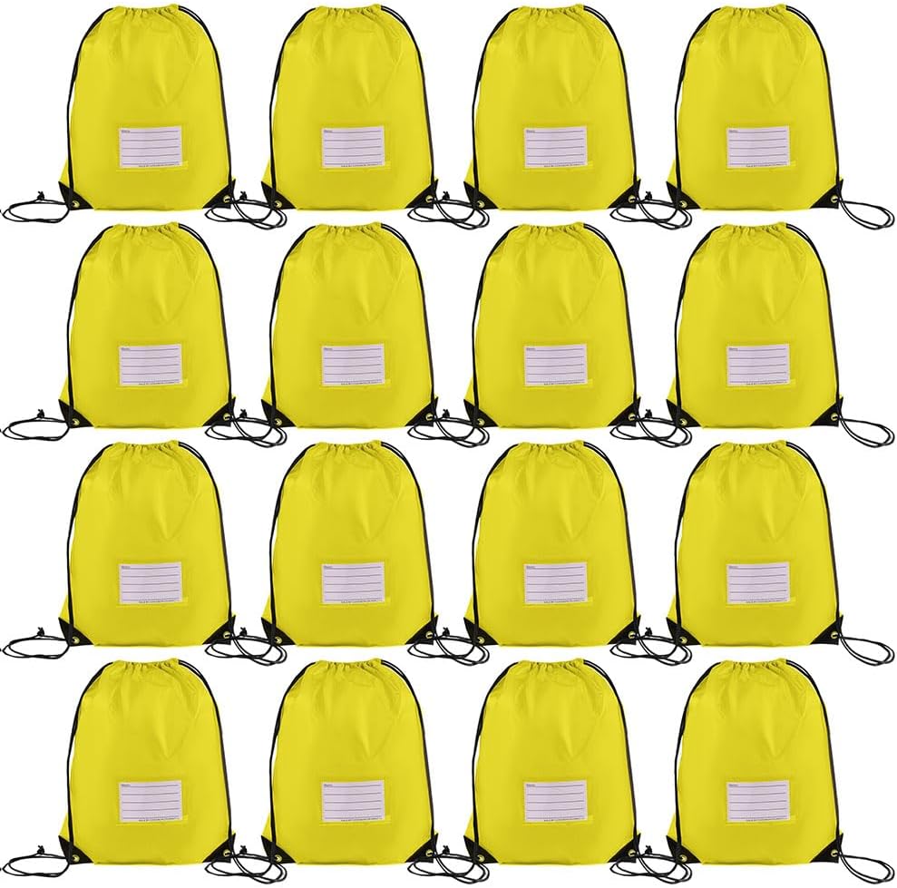 16 Pack Drawstring Bags,Bulk Draw String Backpack, DIY Gym Sports Cinch Bag Sackpack for Women Men, Yellow