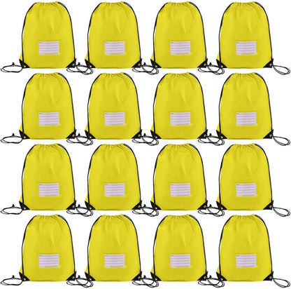 16 Pack Drawstring Bags,Bulk Draw String Backpack, DIY Gym Sports Cinch Bag Sackpack for Women Men, Yellow